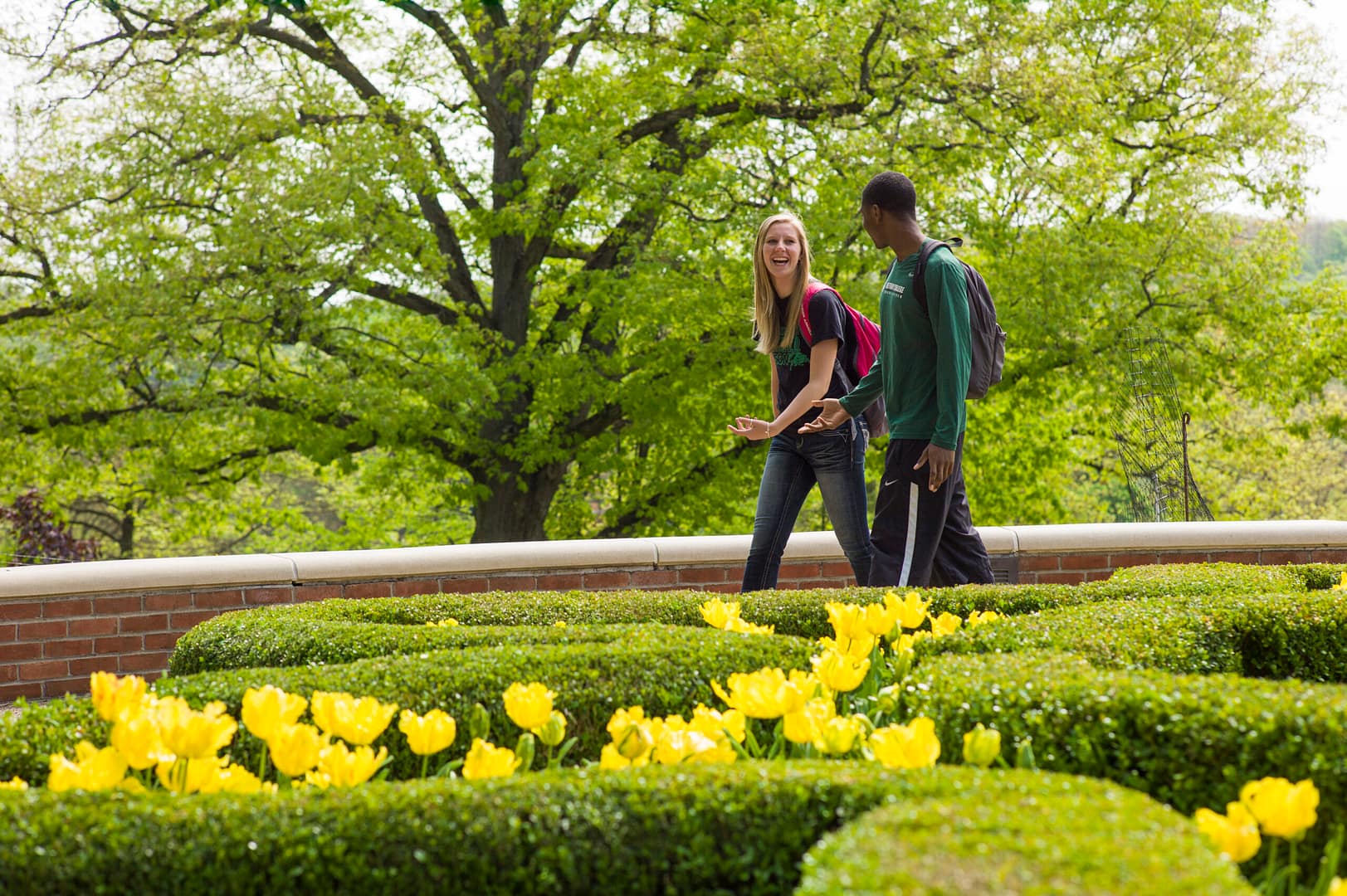 students walking and talking