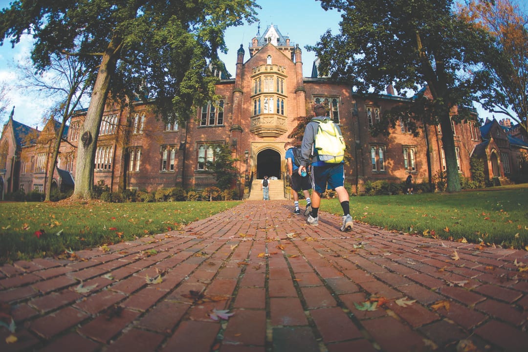 students walking to class