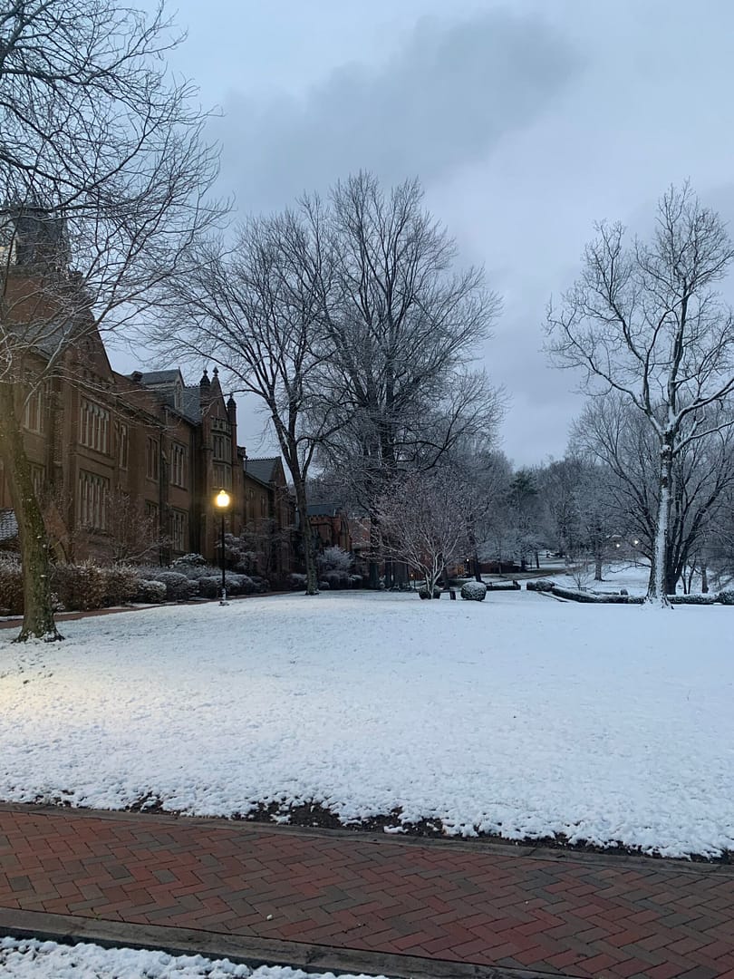 Old Main in the snow