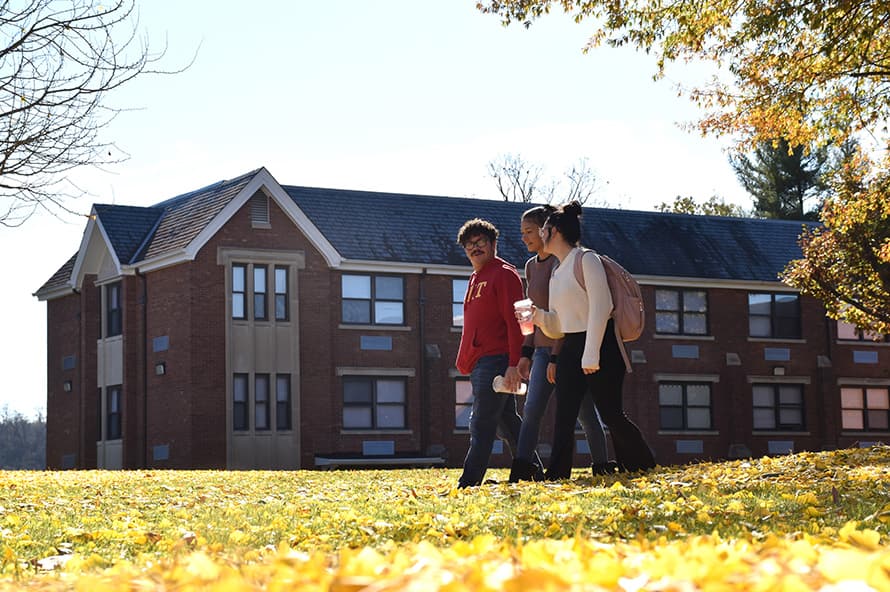 students walking on campus